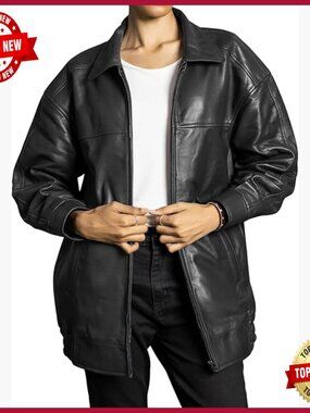 Oversized Lambskin Leather Jacket Women's Plus Size Fall Outerwear